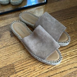 Matt Bernson Suede Palma Slides size 9 Tan Open Toe Sandal Shoes Women’s Leather